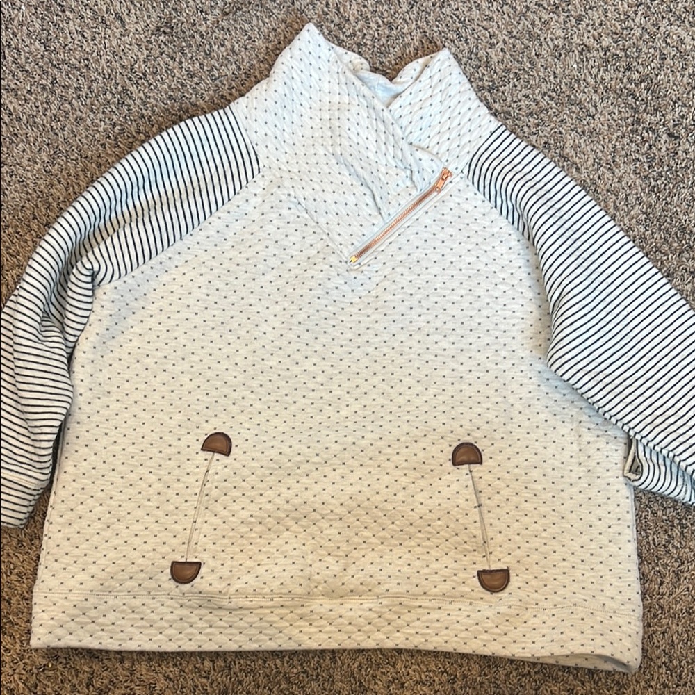 Cozy White and Black Striped Pullover